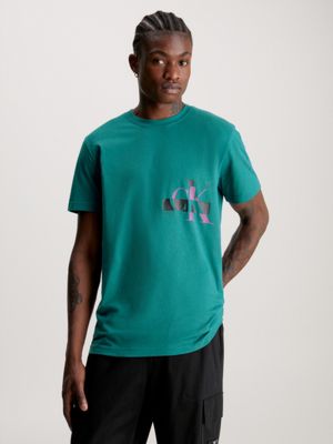 CALVIN KLEIN JEANS - Men's T-shirt with nylon mesh monogram - black -  J30J325029BEH