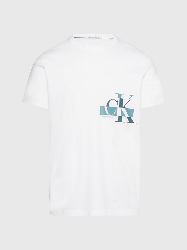 t-shirt con monogramma white da uomo calvin klein jeans