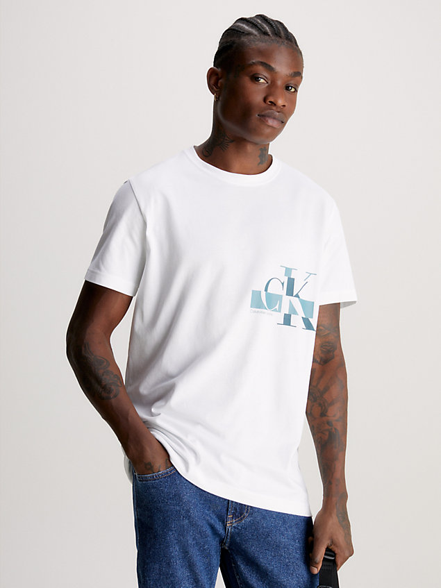 white monogram t-shirt for men calvin klein jeans