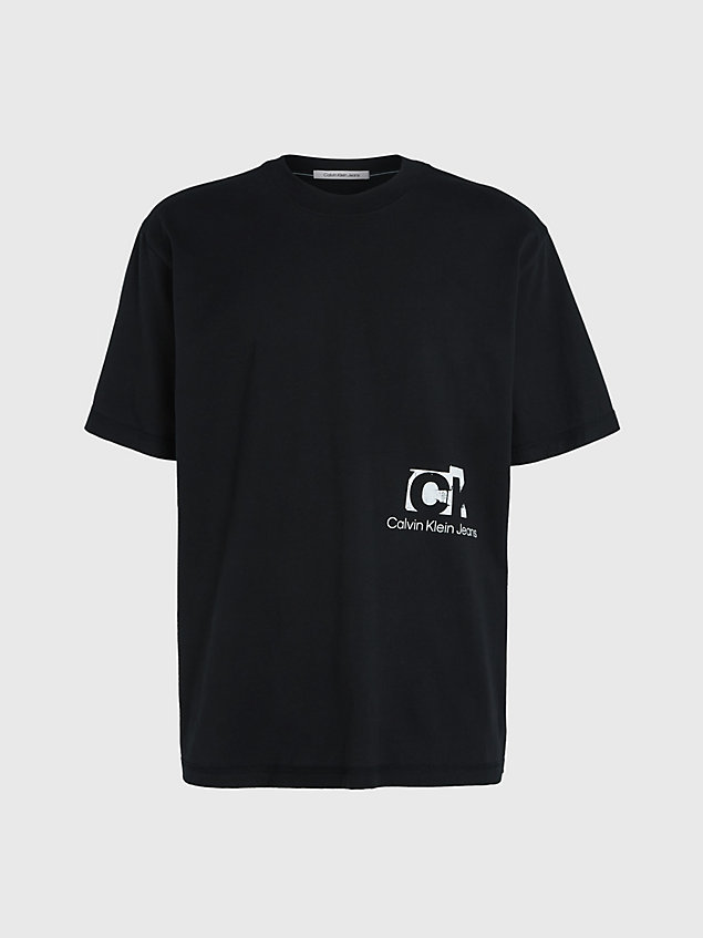 black t-shirt oversize z logo na plecach dla mężczyźni - calvin klein jeans
