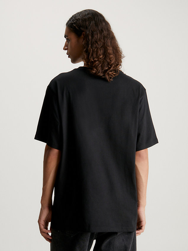 camisa holgada con monograma black de hombre calvin klein jeans