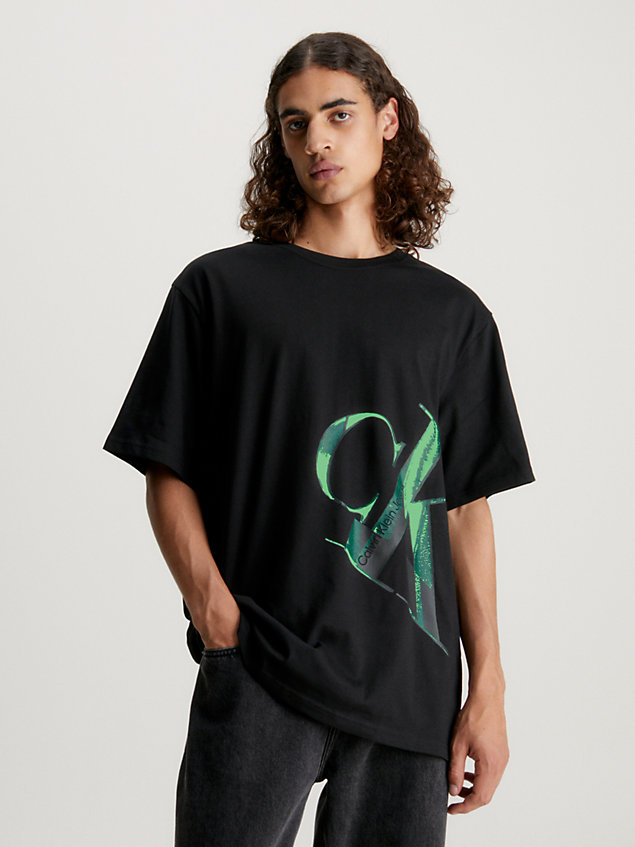 black luźny t-shirt z monogramem dla mężczyźni - calvin klein jeans