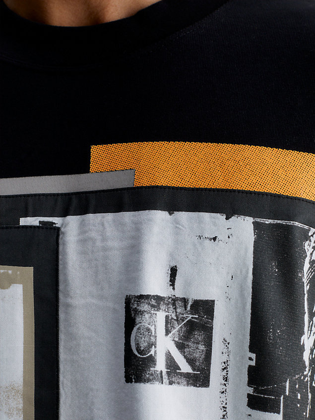 t-shirt oversize avec appliqué à logo black pour hommes calvin klein jeans