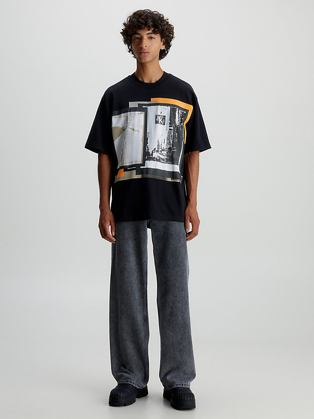 t-shirt oversize avec appliqué à logo black pour hommes calvin klein jeans
