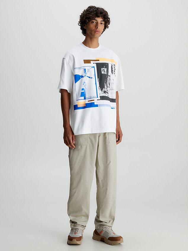 t-shirt oversize con logo applicato white da uomo calvin klein jeans