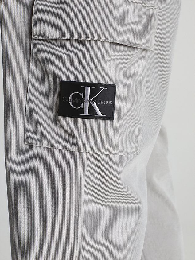grey corduroy belted cargo pants for men calvin klein jeans