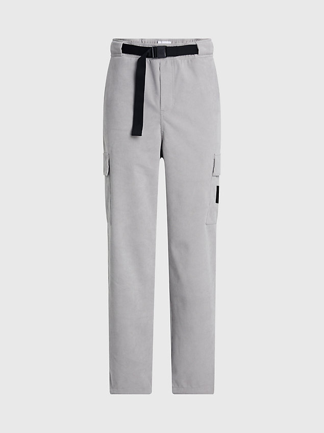 grey sztruksowe bojówki z paskiem dla mężczyźni - calvin klein jeans