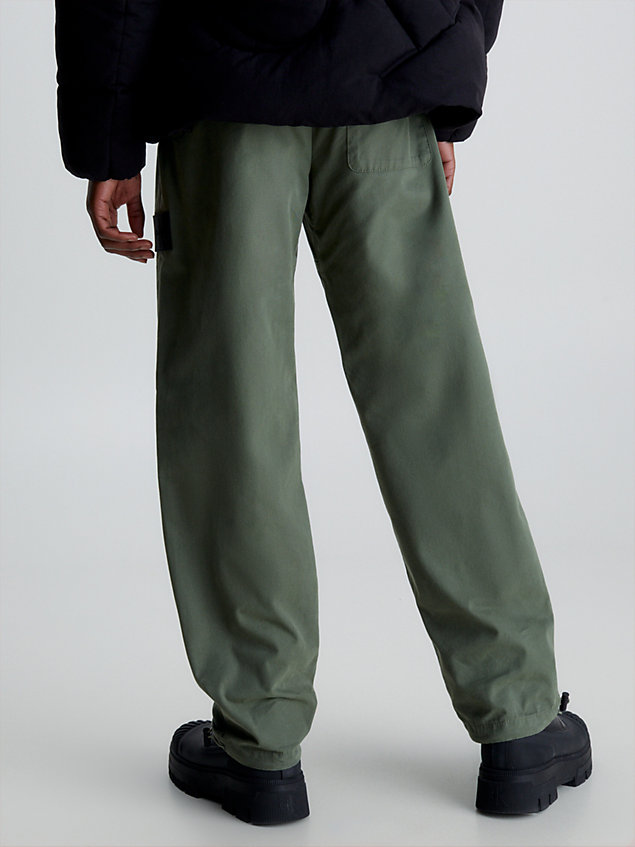 green cotton nylon utility trousers for men calvin klein jeans