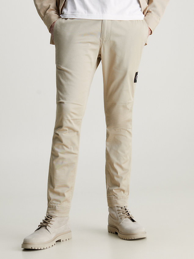 cotton twill skinny chinos beige da uomo calvin klein jeans