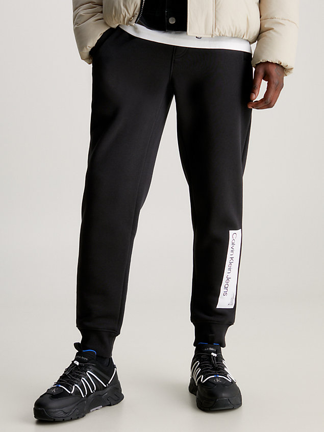 black joggingbroek van fleece-katoenmix voor heren - calvin klein jeans