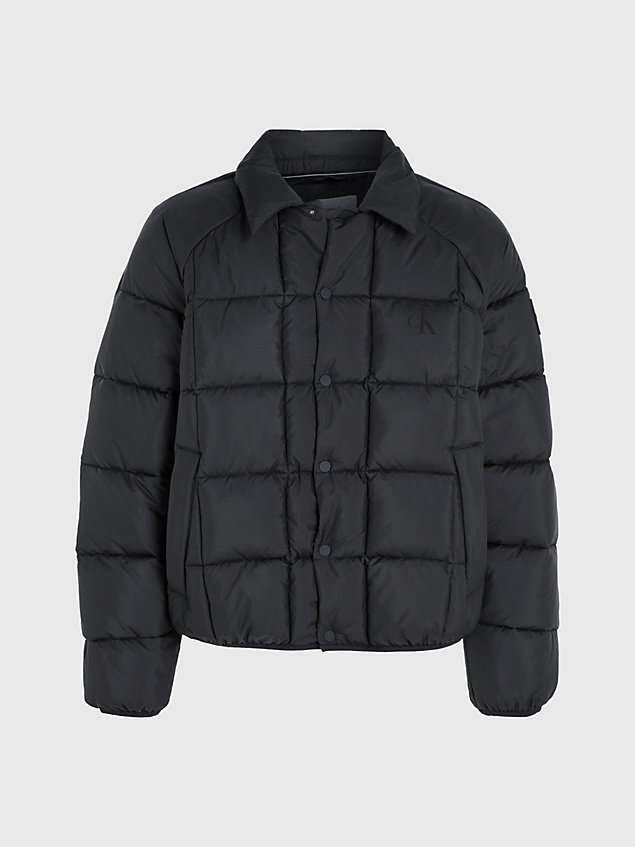 black relaxed padded shirt jacket for men calvin klein jeans