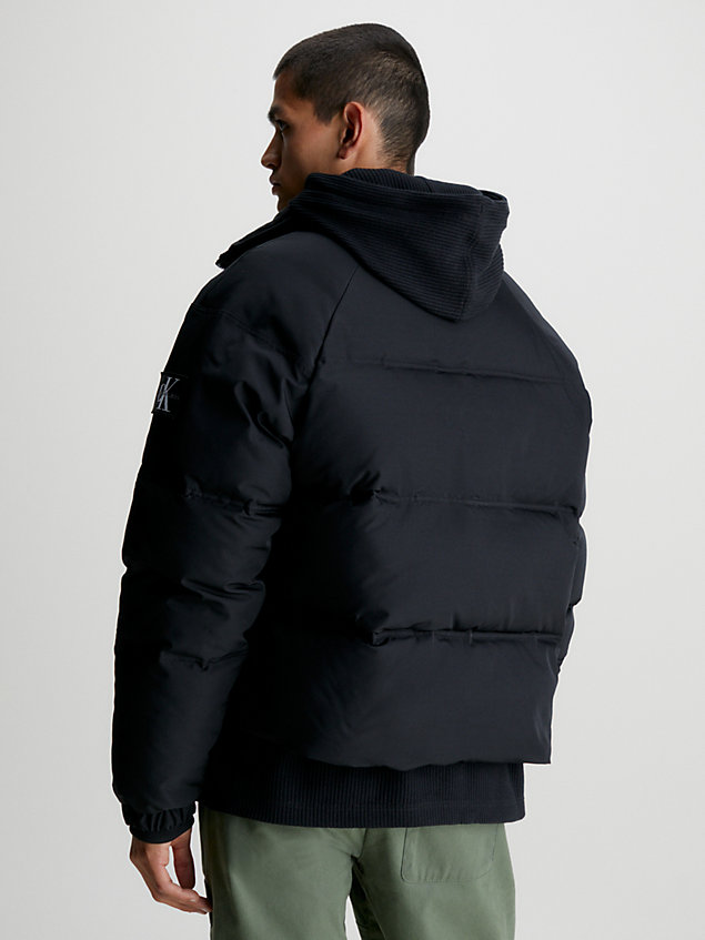 black relaxed padded parka jacket for men calvin klein jeans