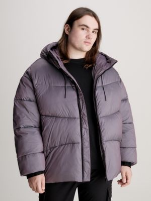 Calvin Klein Jeans two-tone ripstop puffer jacket in iridescent purple