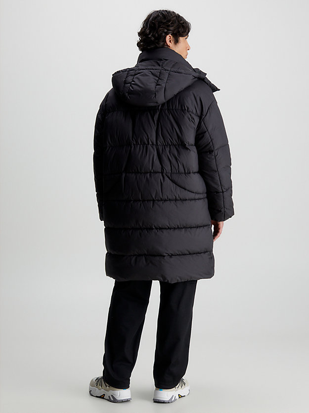 ck black relaxed hooded puffer coat for men calvin klein jeans