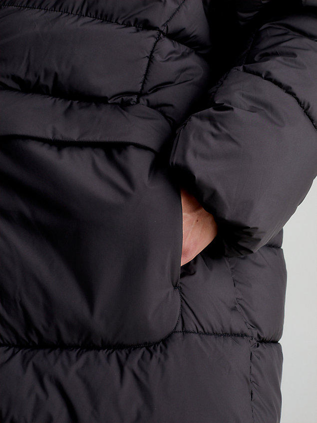 black relaxed hooded puffer coat for men calvin klein jeans