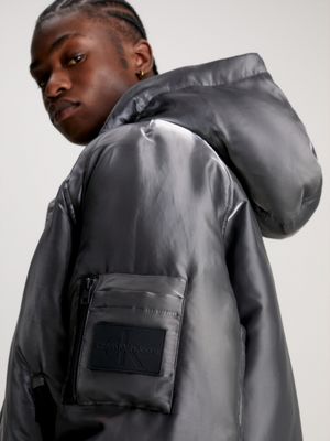 Calvin klein hooded store leather jacket