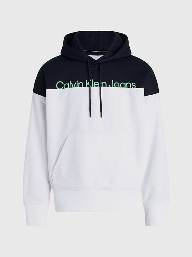 white relaxed colour block hoodie for men calvin klein jeans