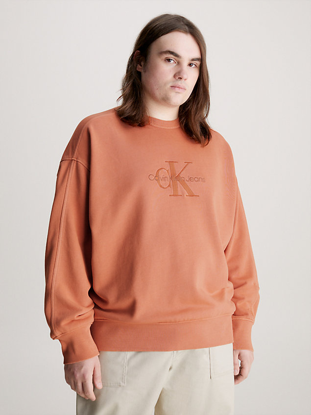 orange oversized monogram sweatshirt for men calvin klein jeans