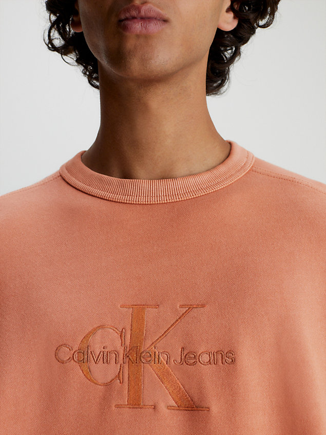 orange oversized monogramm-sweatshirt für herren - calvin klein jeans