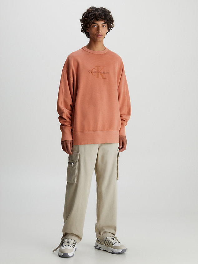 orange oversized monogramm-sweatshirt für herren - calvin klein jeans