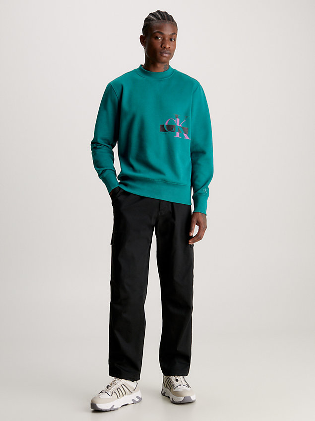 blue monogramm-sweatshirt für herren - calvin klein jeans
