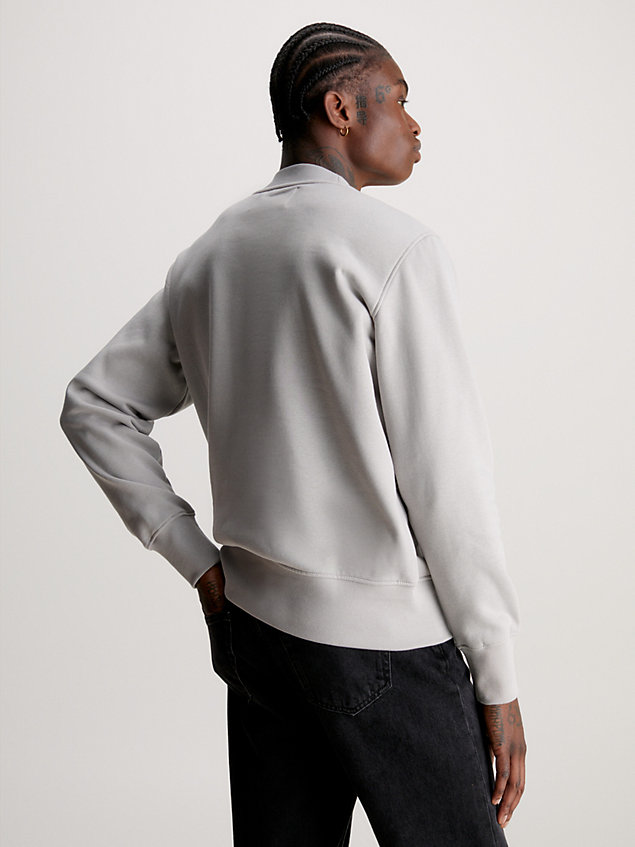 grey sweatshirt van fleece-katoenmix voor heren - calvin klein jeans