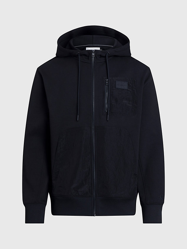 black relaxed zip up hoodie for men calvin klein jeans
