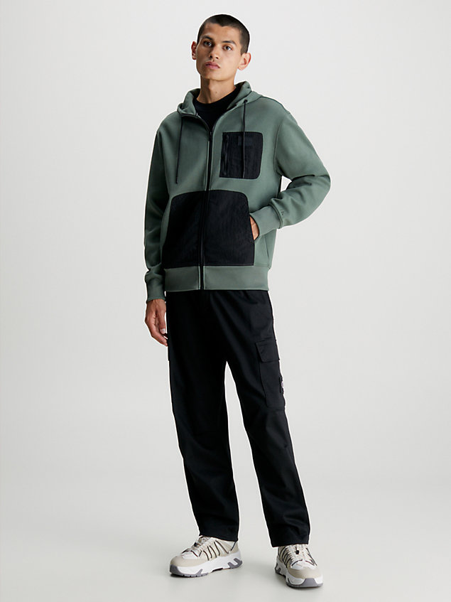 green relaxed zip up hoodie for men calvin klein jeans