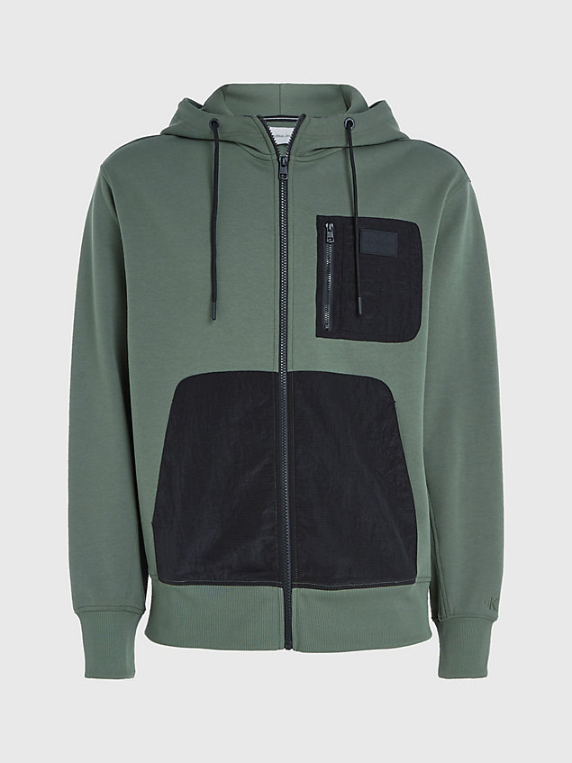 green relaxed zip up hoodie for men calvin klein jeans