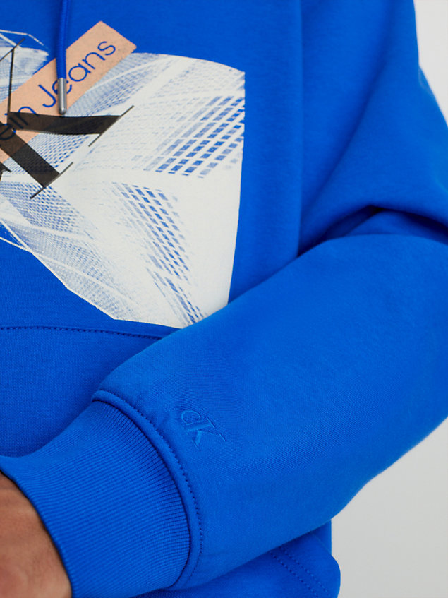 blue lässiger hoodie mit grafischem logo für herren - calvin klein jeans