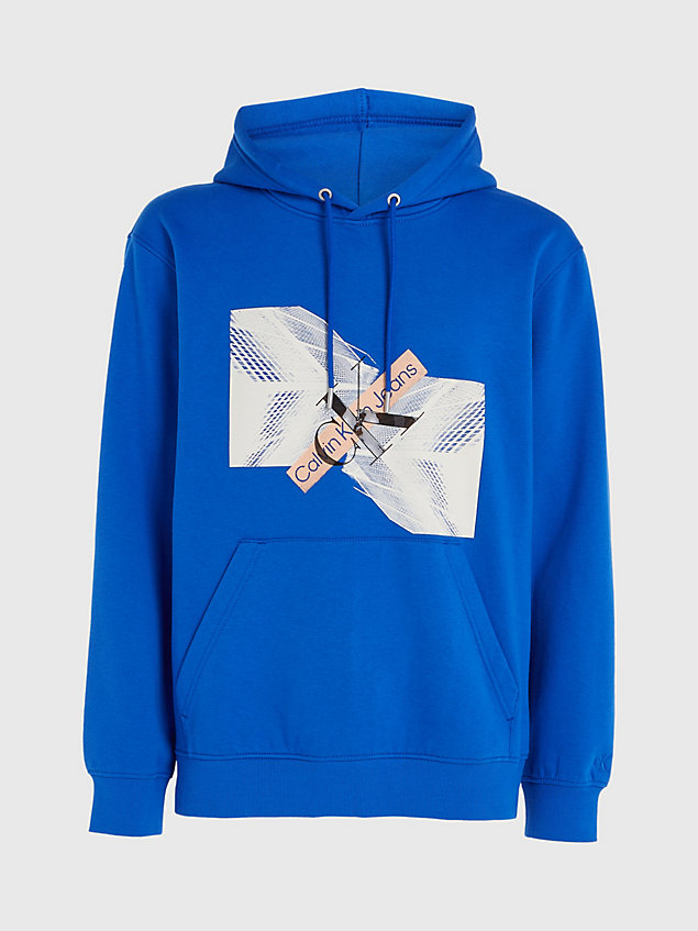 blue relaxed logo graphic hoodie for men calvin klein jeans
