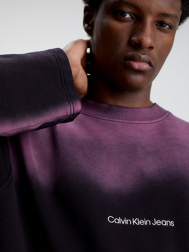 ck black/amaranth relaxed spray print sweatshirt for men calvin klein jeans