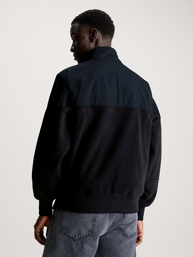 black relaxed polar fleece utility vest for men calvin klein jeans