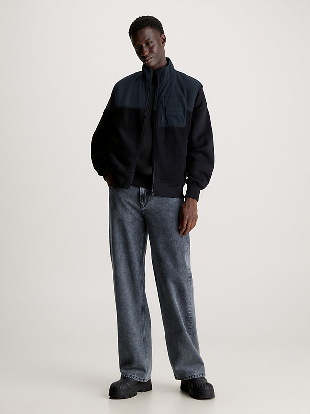 veste utilitaire relaxed en polaire black pour hommes calvin klein jeans