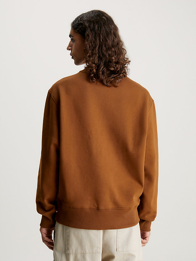 brown swobodna bluza z monogramem dla mężczyźni - calvin klein jeans