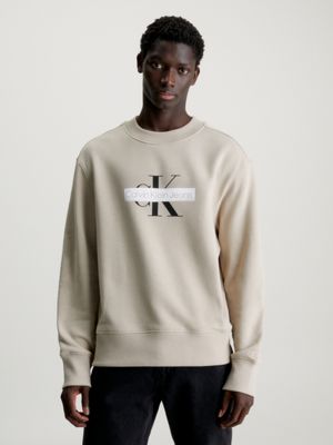 Calvin Klein - White Cotton Monogram Sweatshirt