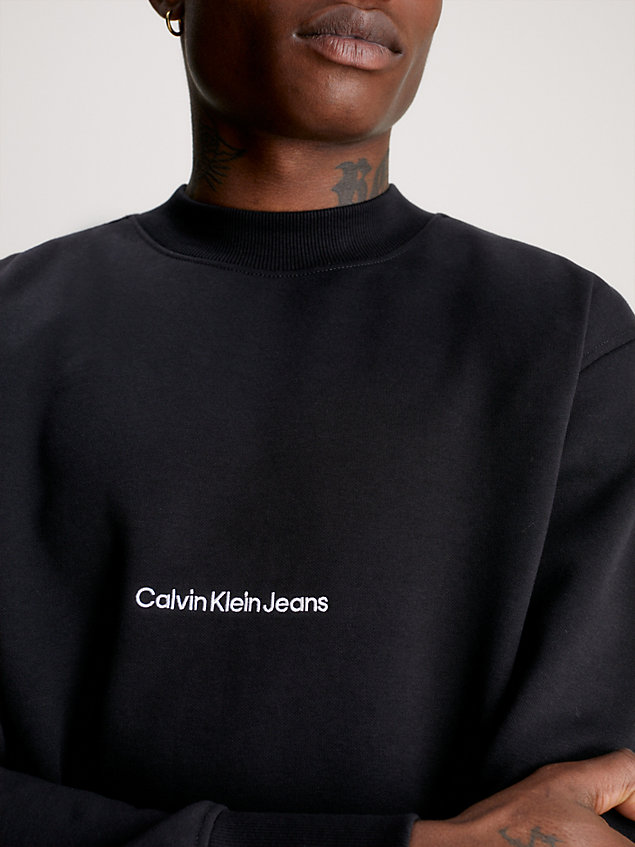 black luźna bluza z logo dla mężczyźni - calvin klein jeans