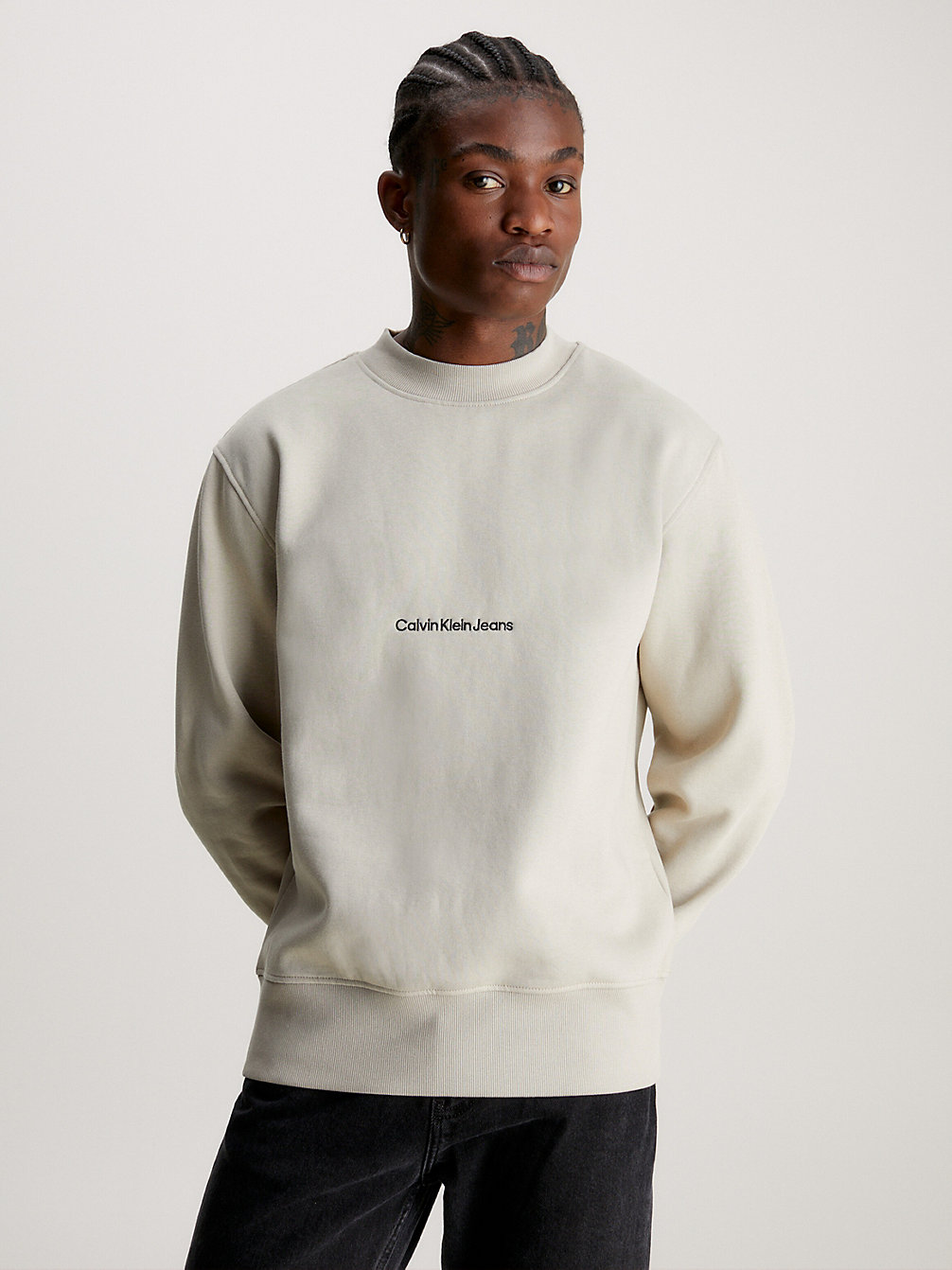 PLAZA TAUPE Relaxed Logo Sweatshirt undefined men Calvin Klein