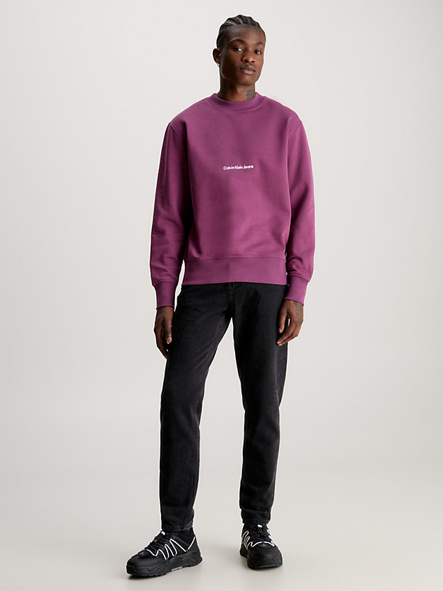 purple luźna bluza z logo dla mężczyźni - calvin klein jeans