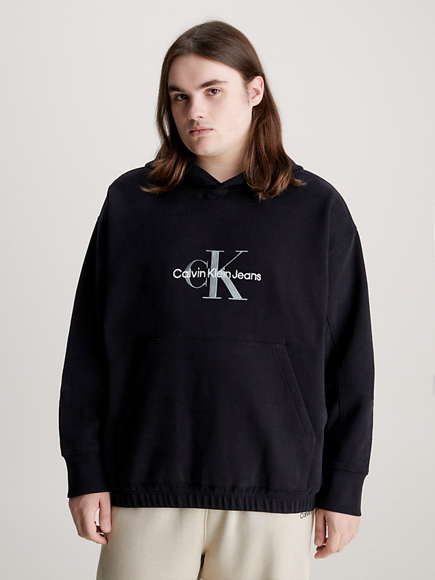black oversized monogram hoodie for men calvin klein jeans