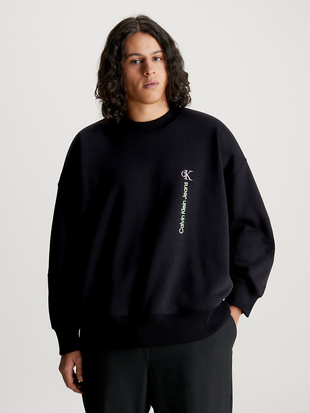 black oversized cotton sweatshirt for men calvin klein jeans