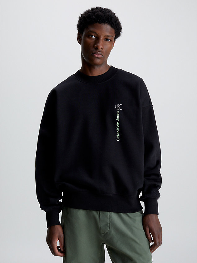 black oversized cotton sweatshirt for men calvin klein jeans