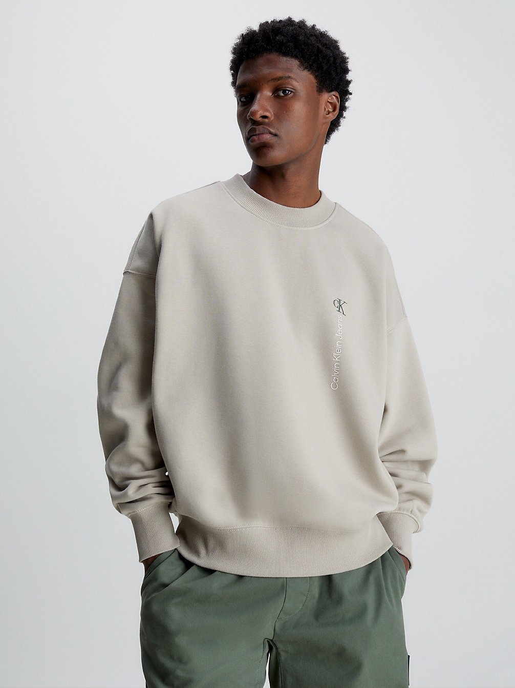 PLAZA TAUPE Oversized Cotton Sweatshirt undefined men Calvin Klein