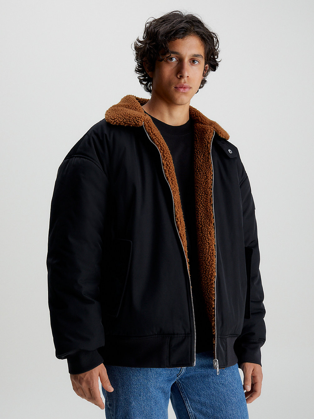 CK BLACK Reversible Sherpa Bomber Jacket undefined men Calvin Klein
