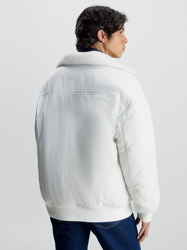 ivory reversible sherpa bomber jacket for men calvin klein jeans