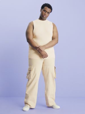 CALVIN KLEIN JEANS Mens Graphic T-Shirt Top Medium Khaki Cotton