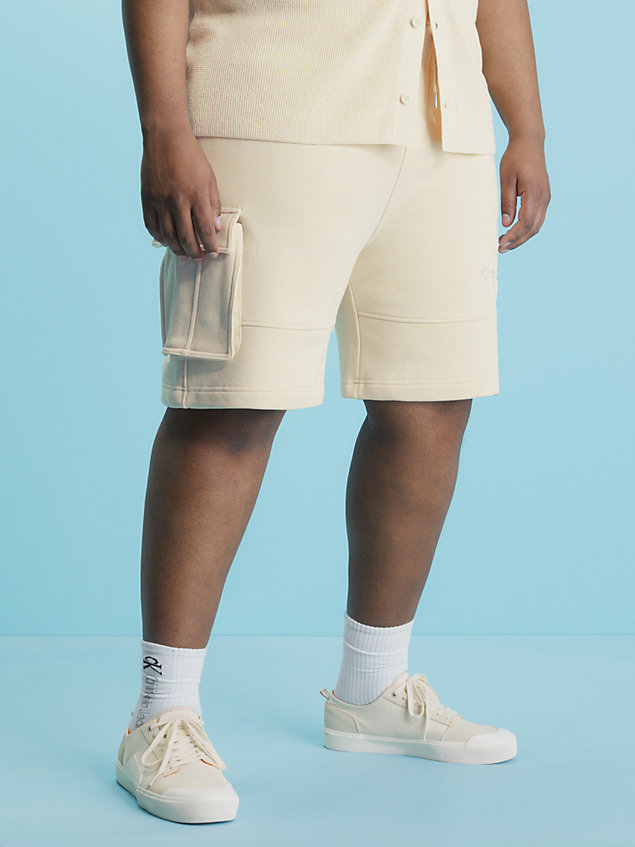 beige relaxed cargo jogger shorts for men calvin klein jeans