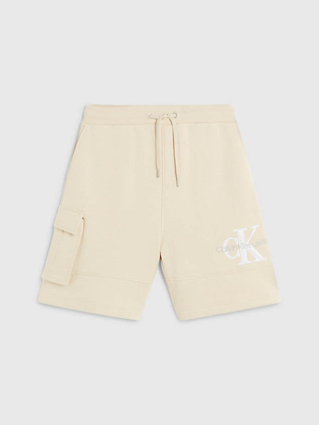 beige relaxed cargo jogger shorts for men calvin klein jeans