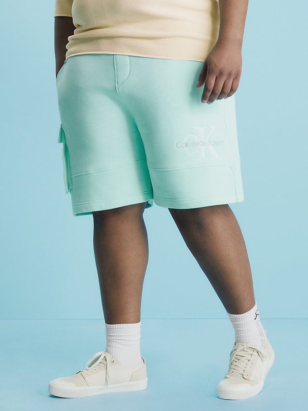 green relaxed cargo jogger shorts for men calvin klein jeans