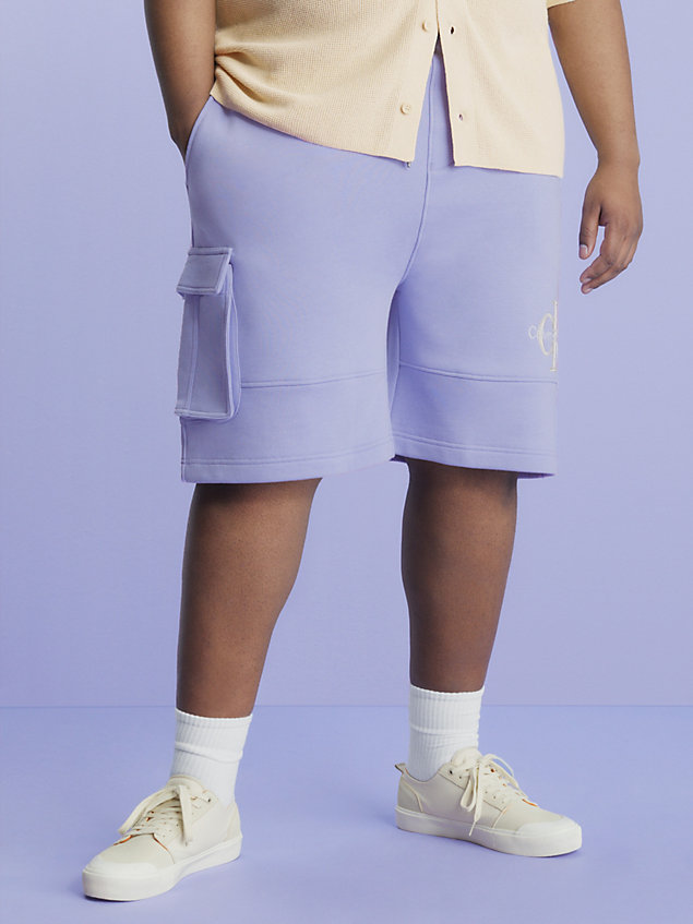 purple relaxed cargo jogger shorts for men calvin klein jeans
